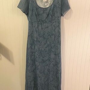 Y2K Blue Lace Maxi Prom Dress Jr Size 9 Juliette Regency Fairycore